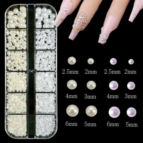 Silver Nail Charms Y2K Kit, 5 Boxes 3D Nail Charms and Gems Rhinestones for Nail Art Accessories, Silver Piercing Cross Charms for Nails Design Star, Flatback Pearls Caviar Beads for Nails Decor