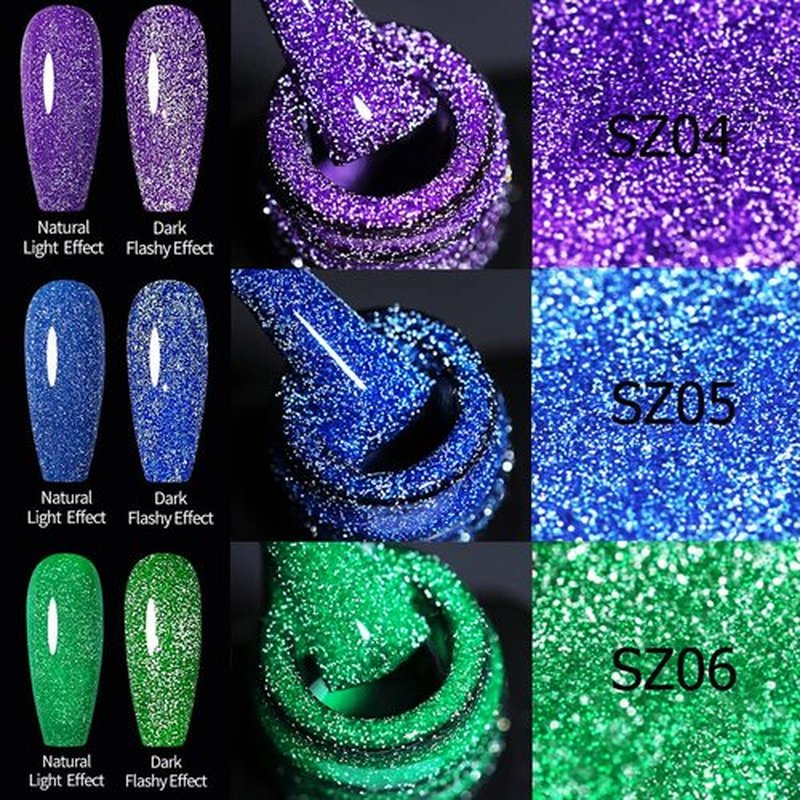 Fannyc Gel Nail Polish Blue Green Yellow Pink 6 Colors Set Glitter Gel Polish Kit