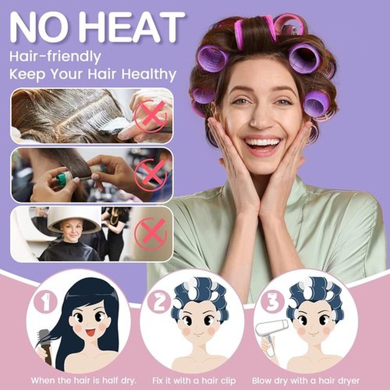 ELASO 33-Piece Hair Rollers Set - Self-Grip Curlers for All Hair Lengths | Includes Clips & Storage Bag