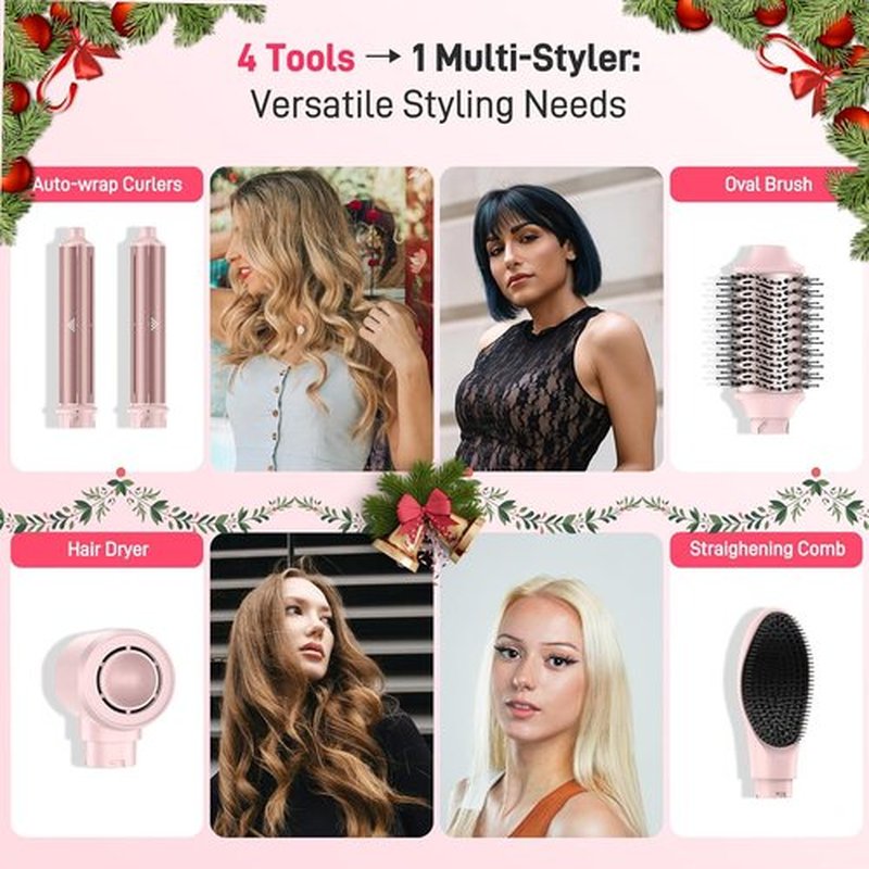 MESCOMB Dual Voltage Hot Air Styler - 5-in-1 Hair Dryer Brush for Fast Drying, Styling & Volumizing | Travel Bag Included (100V–240V)