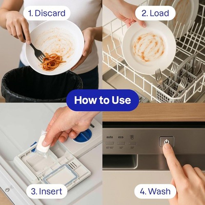ATTITUDE Dishwasher Pods - Plant-Based Vegan Detergent Tablets | Phosphate-Free, Unscented, 26 Count