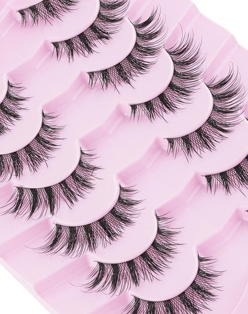Jiocolor Cat Eye Lashes Manga Lashes Wispy Fake Lashes Fairy False Lashes 12mm Natural Eye Lashes Fluffy Strips Lashes Natural False Eyelashes 7 Pairs Pack K7 ANGELA