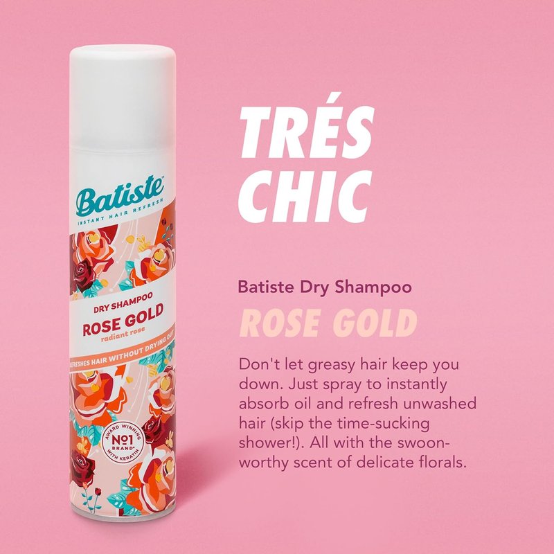 Batiste Dry Shampoo - Rose Gold | Refresh Hair, Absorb Oil & Add Texture - 5.71 oz Bottle