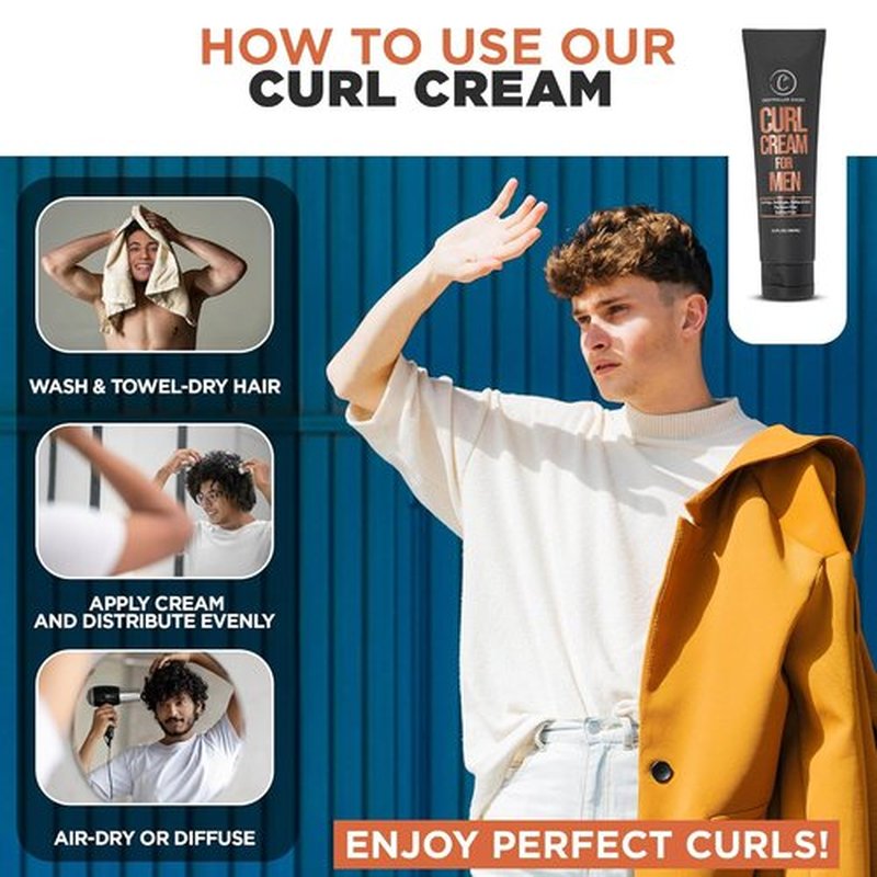 Controlled Chaos Curl Cream for Men - Sulfate-Free Hair Styling Cream for Wavy & Curly Hair (3.4oz)
