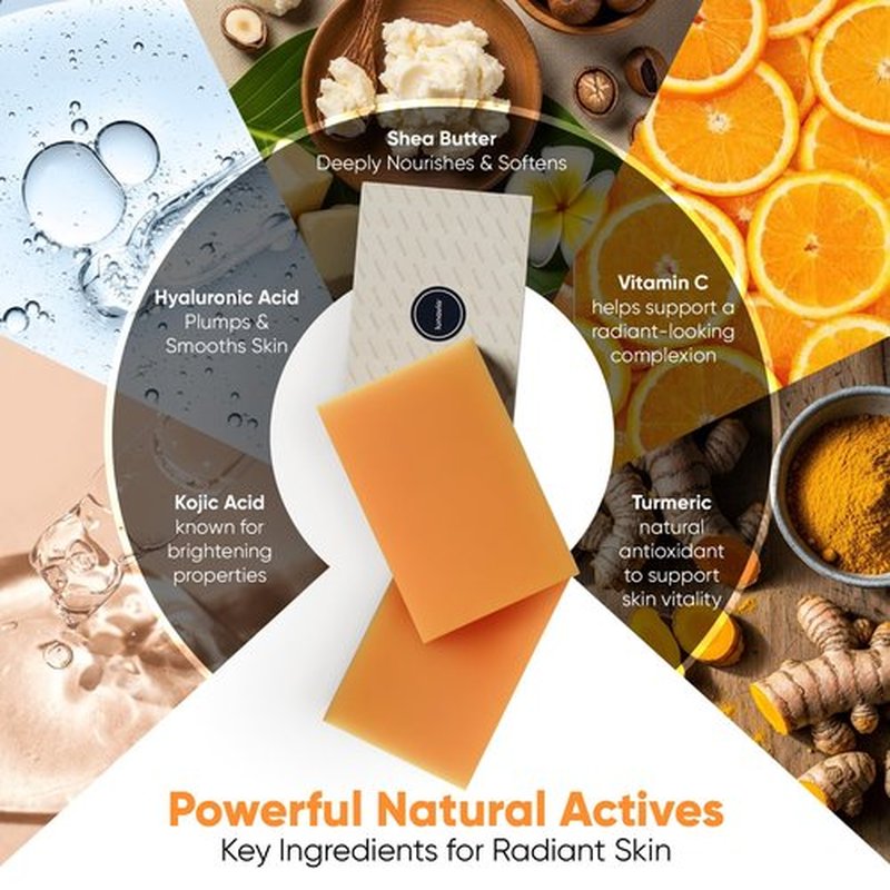 lunavia Kojic Acid Complexion Brightening Soap Bar with Vitamin C, Turmeric, Retinol, Collagen & Hyaluronic Acid – Brightening Face & Body Soap – Supports Brighter Skin, Even Skin Tone – 2 Pack