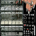 Silver Nail Charms Y2K Kit, 5 Boxes 3D Nail Charms and Gems Rhinestones for Nail Art Accessories, Silver Piercing Cross Charms for Nails Design Star, Flatback Pearls Caviar Beads for Nails Decor