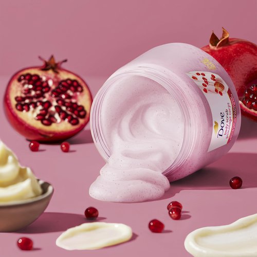 Dove Pomegranate & Shea Butter Body Scrub Exfoliates and Deeply Nourishes for Smooth, Radiant Skin 15 oz