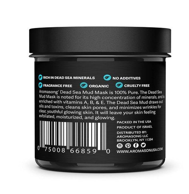 Aromasong 100% Pure Dead Sea Mud Mask for Face and Body - Spa Quality Pore Minimizer for Face & Oily Skin, Cleansing Natural Skin Care for Women and Men - 8 oz