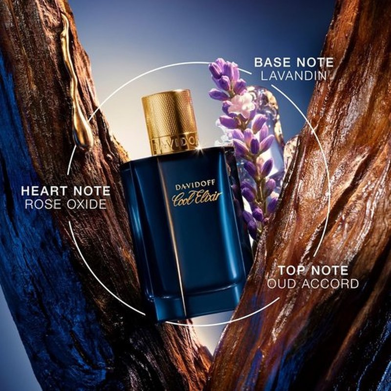 Davidoff Cool Elixir Parfum Intense - Woody Men's Cologne with Rose Oxide & Oud Accord - Long-Lasting Fragrance