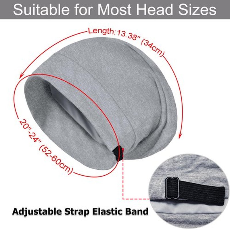 2PCS Large Sleep Cap Bonnet for Sleeping Black Women Men, Adjustable Cooling Lining Bonnets for Curly Hair Wrap Braids Beanie Night Hat