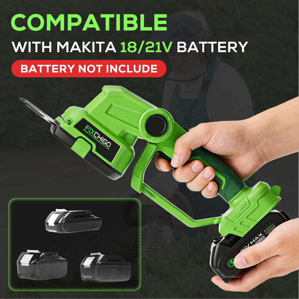 FIXCHIGO 21V Cordless Hedge Trimmer, 2 in 1 Handheld Bush Trimmer Compatible with MAKITA 21V Battery(Battery not Included), Electric Grass Shear for Garden Yard Lawn Care, Powerful & Lightweight