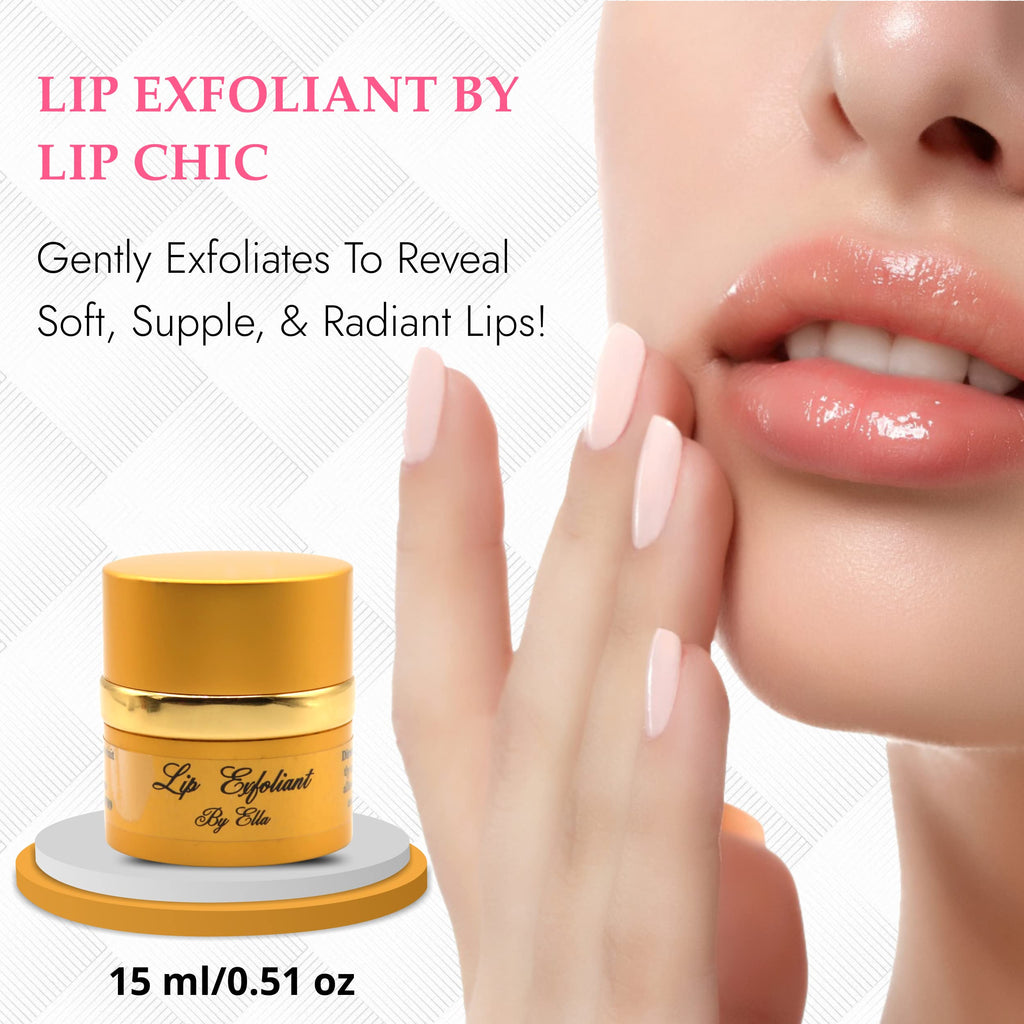 Lip Chic by Ella Lip Exfoliator - Gentle Lip Scrub for Smooth Soft Lips (0.5 oz / 15 ml)