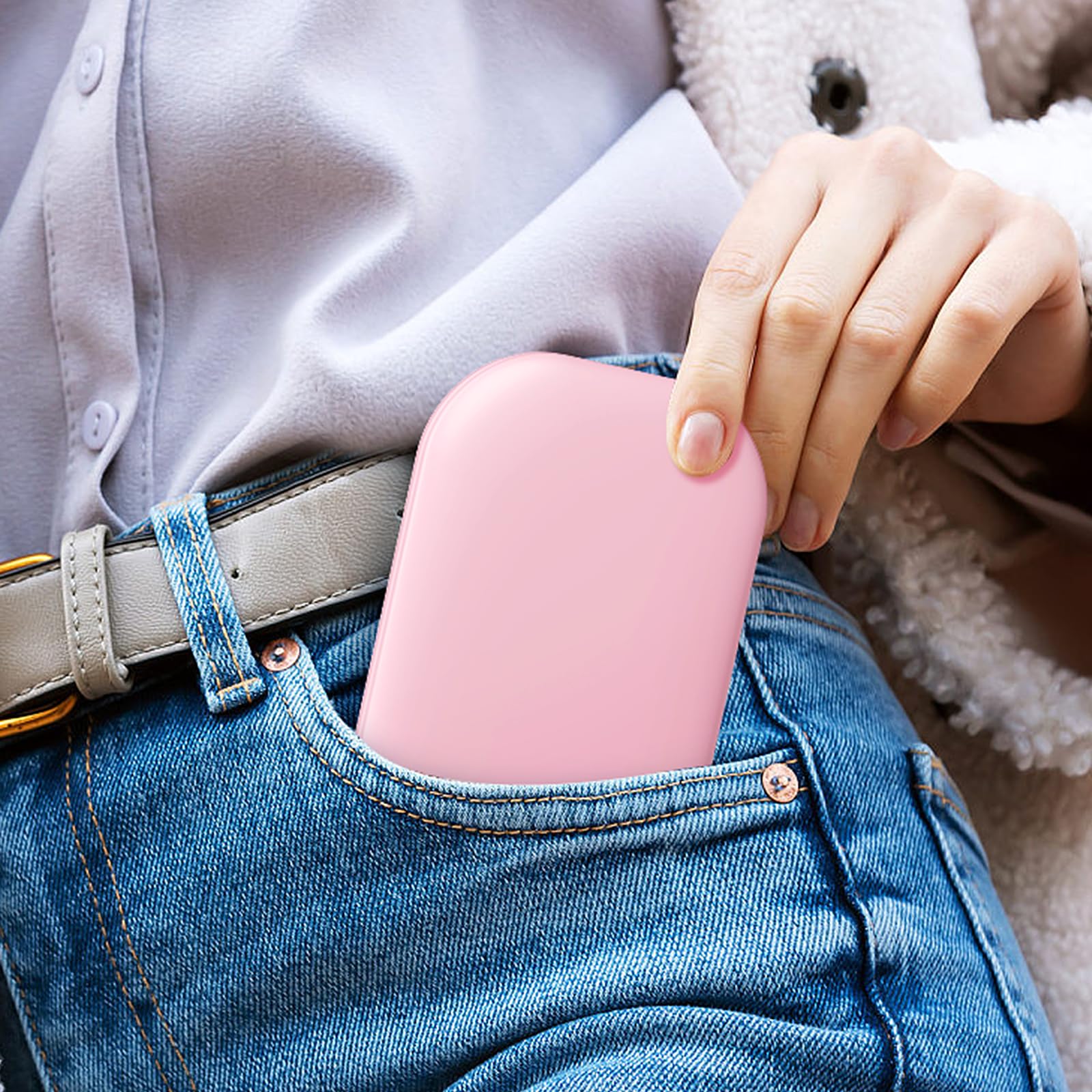 Benbilry Ultra Slim Pocket Mirror with Light, 1X/3X Magnifying LED Compact Travel Mirror with 3-Colored Dimming Lights for Purse, 2-Sided, Handheld, Folding, Portable, Light Pink