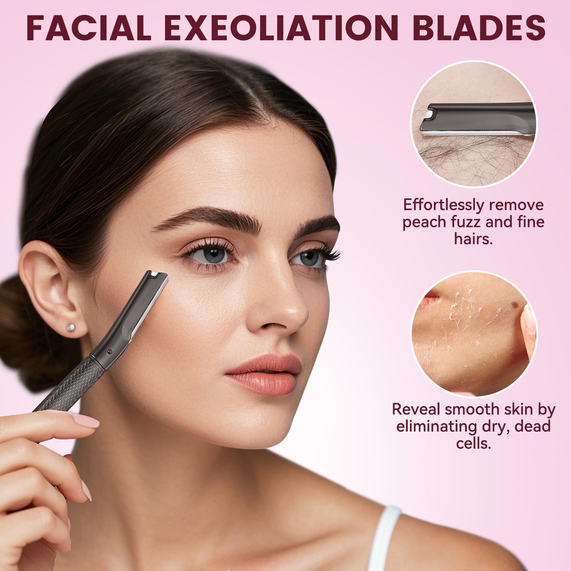 Derloyo Dermaplane Razor for Women Face, 12 Refill Blades, Black