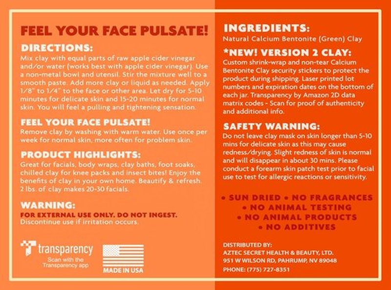 Aztec Secret – Indian Healing Clay 16 Oz | Deep Cleansing Facial & Body Mask – 100% Natural Calcium Bentonite Clay