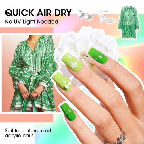 Gellen Bright Neon Nail Polish, Quick Air Dry Regular Nail Polish Vibrant Rainbow 10ml 12-Color Set for Finger Toe Nails Salon Home, TPO & HEMA Free Non-toxic, Red Pink Blue Green Purple Orange Yellow