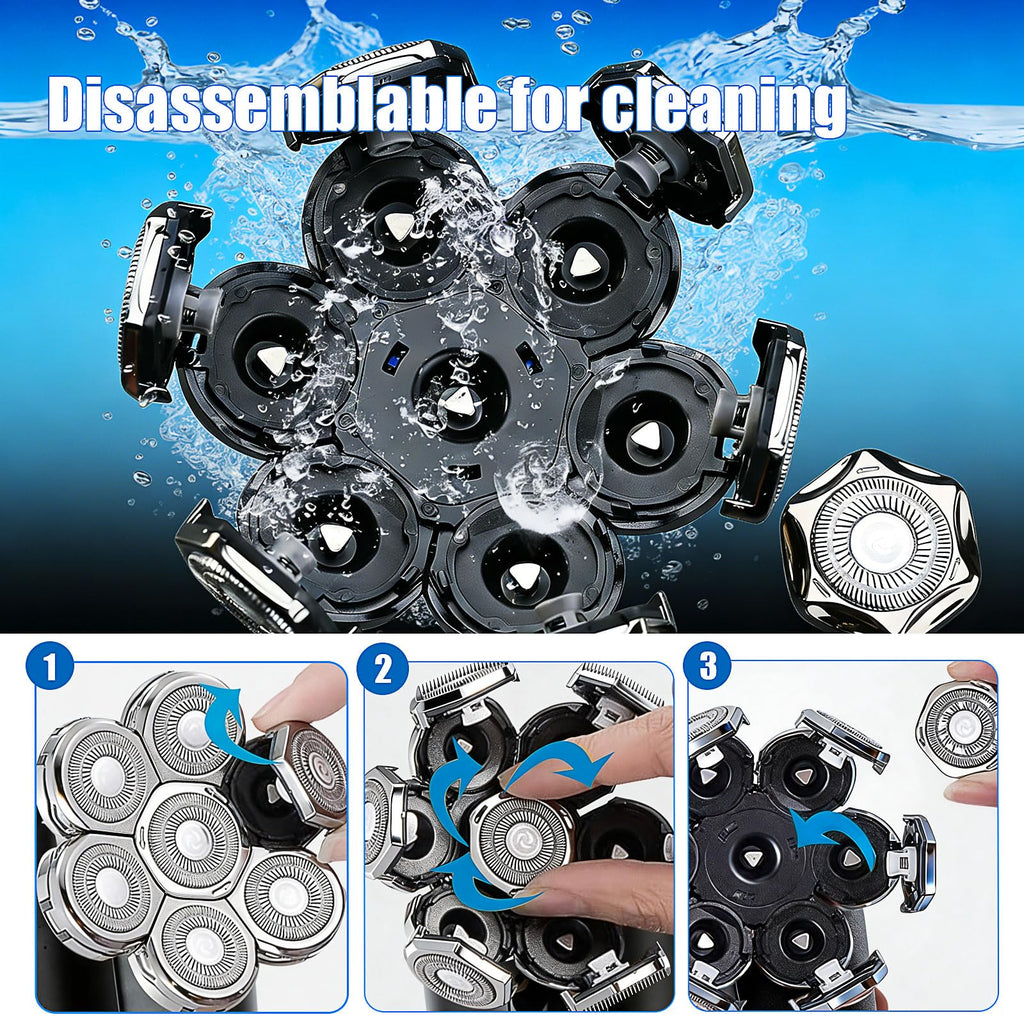 7 Head Shaver Replacement Heads for Bald Men For Freebird,