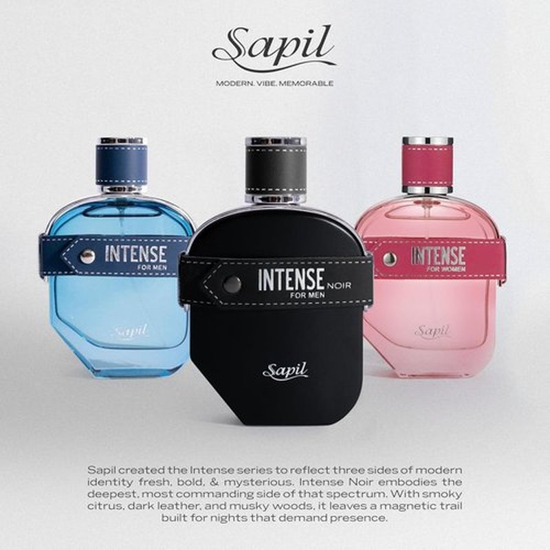 Sapil Intense Noir Eau de Parfum for Men - Long-Lasting Bold Scent with Amber, Leather & Musk - 100ml