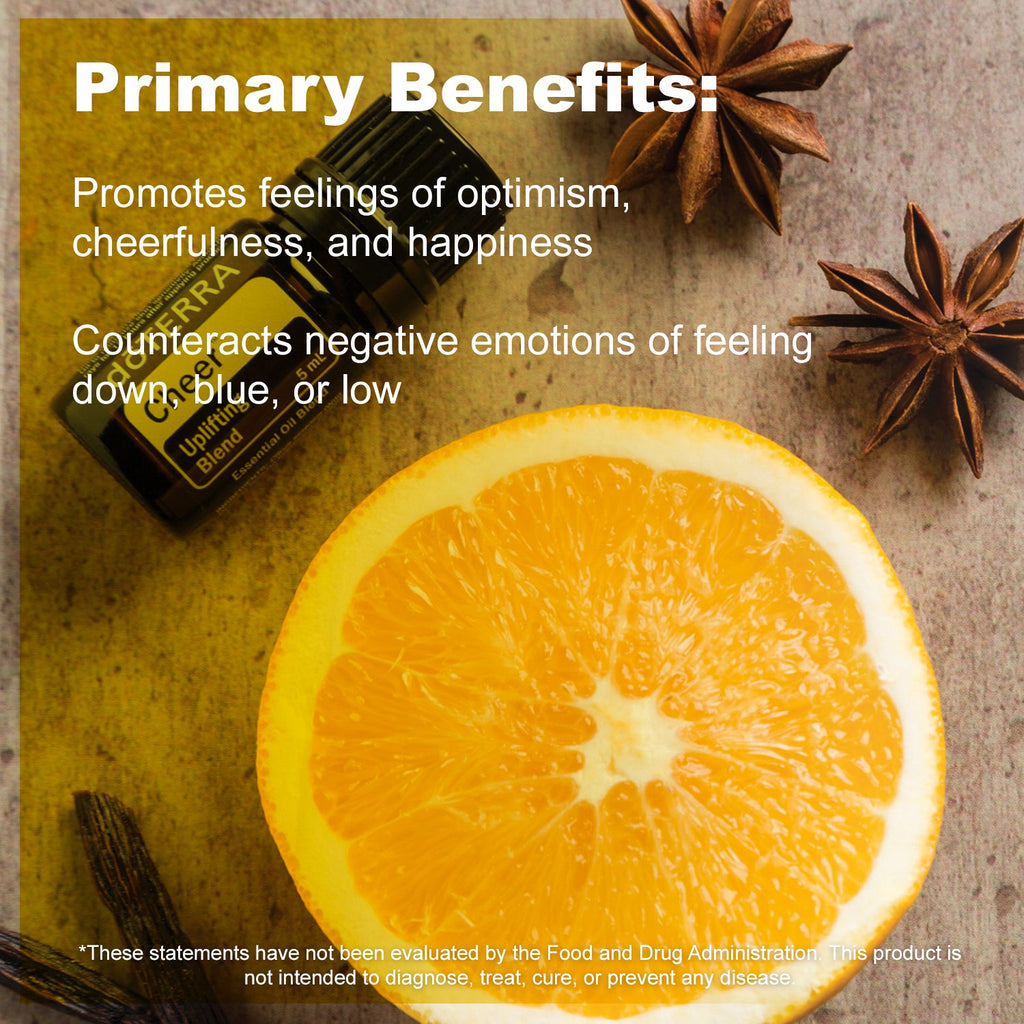 doTERRA Cheer Essential Oil Uplifting Blend - 5 mL, Promotes Optimism and Happiness, Counteracts Negative Emotions
