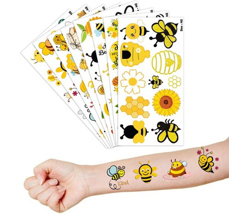 96PCS Happy Bee Day One Temporary Tattoos Honey Bees First Theme Birthday Party Decorations Favors Supplies Decor Cute Bumble Tattoo Stickers Gifts for Boys Girls Kids School Prizes Carnival Christmas
