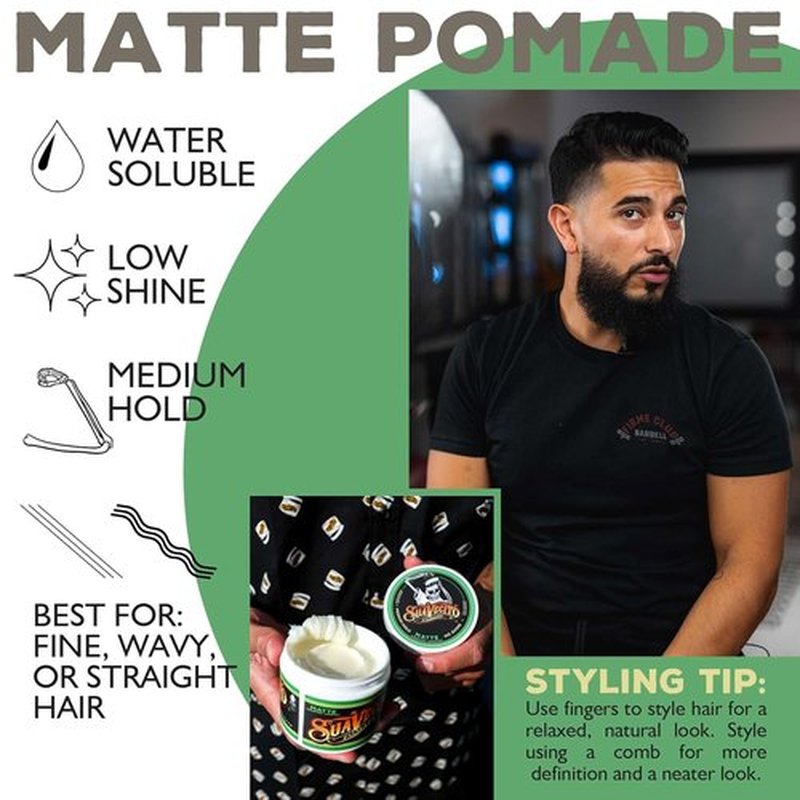 Suavecito Pomade - Matte Formula Hair Pomade for Men | Medium Hold, 4 oz - Natural Texture Finish