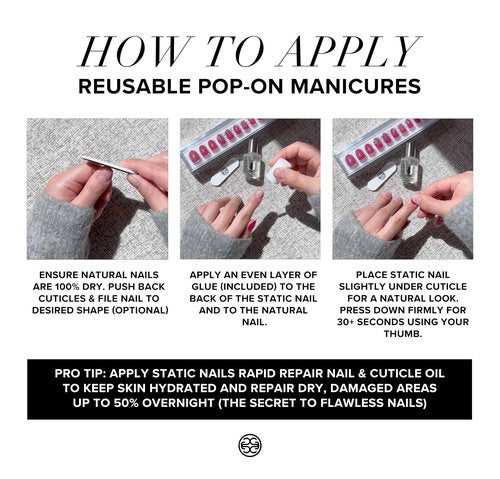 Static Nails Brush On Nail Glue for Press Ons, Pop-Ons, Acrylic/Fake Nails, and Tips | Brush On Applicator for Easy Application | Strong Bond, Mess Free, and Long Lasting Nail Glue