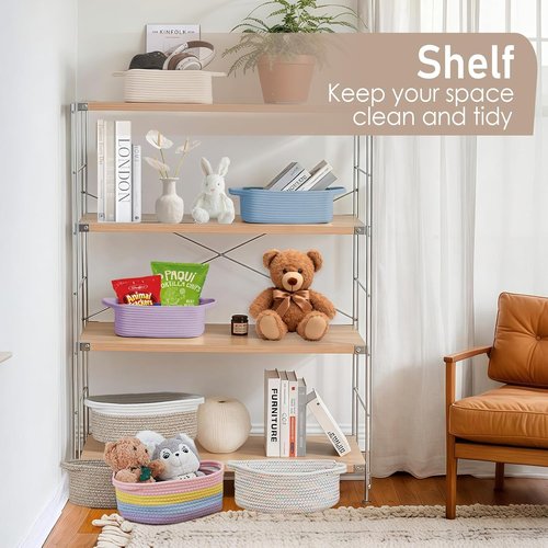 JMvicyroam Woven Basket - Small Rope Storage Bin with Handles for Organizing Shelves & Closets | Green Gift Basket for Toys & Books