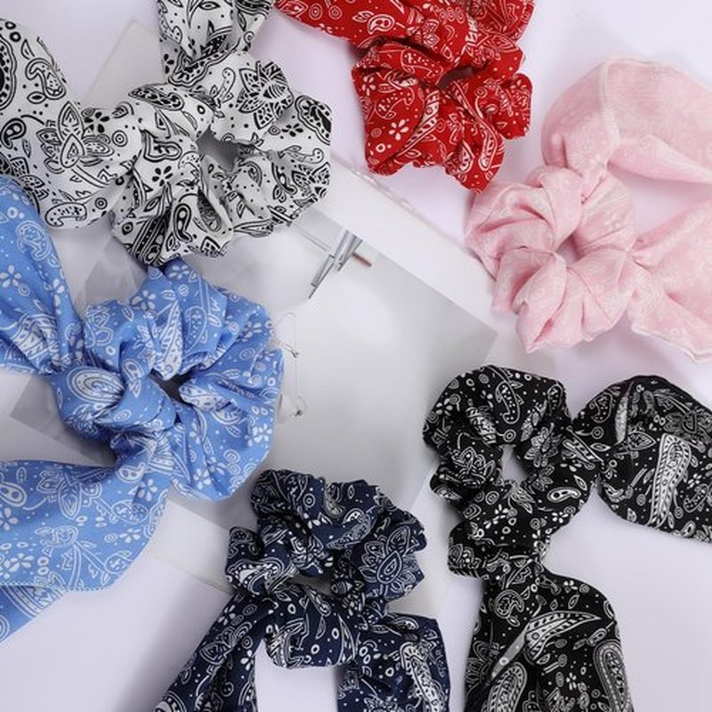 Cutewing Hair Scrunchie Scarf Bow Scrunchies Chiffon Bandana Scrunchies for Women Girls, 6PCS , 2 in 1 Design, No Hurt, Various Occasions