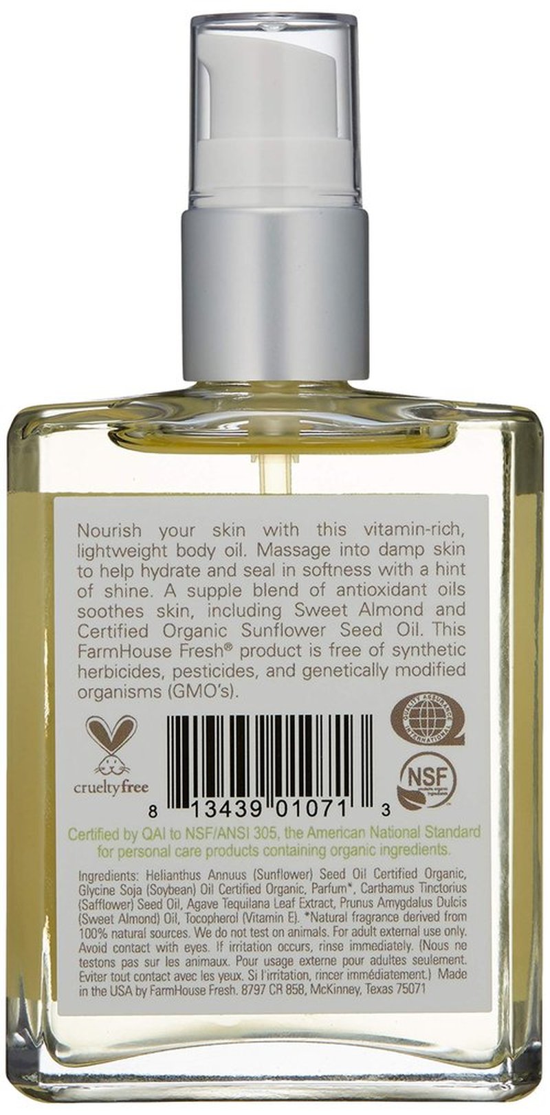 FarmHouse Fresh Blushing Agave Body Oil, Berry, 4 Fl Oz(Pack of 1)