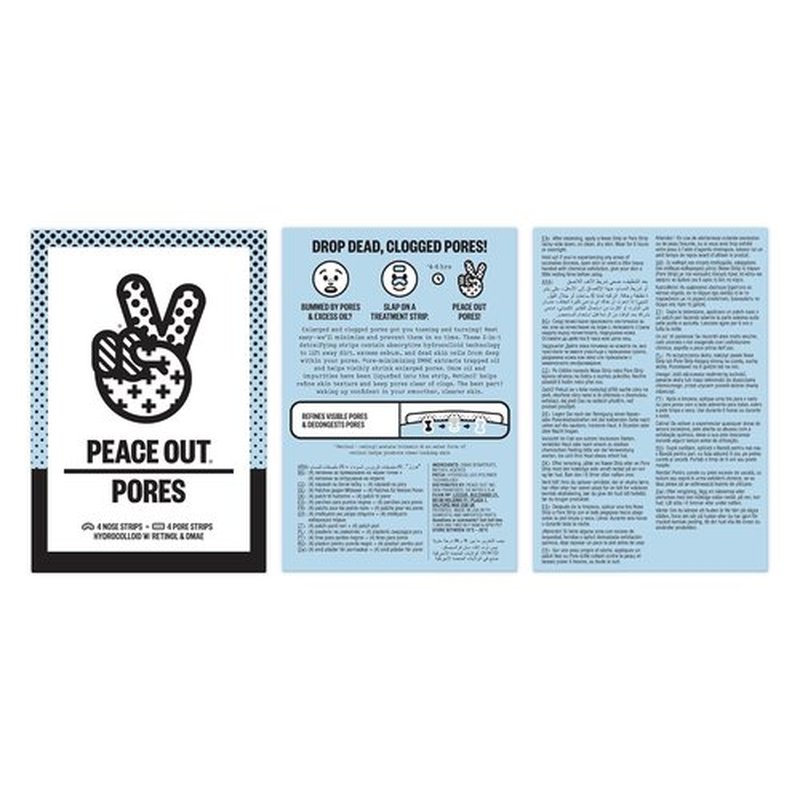 Peace Out Pore Strips - Oil Absorbing Hydrocolloid Blackhead Remover for Nose & Face | 8 Count