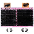 Lash Clusters 100D+200D Mega Thick Lashes Clusters 12-22mm Wispy Individual Thick Volume Lashes Cluster Eyelash Extensions 280Pcs DIY Lash Extension at Home, by Hushlibaby(Plant Fiber)