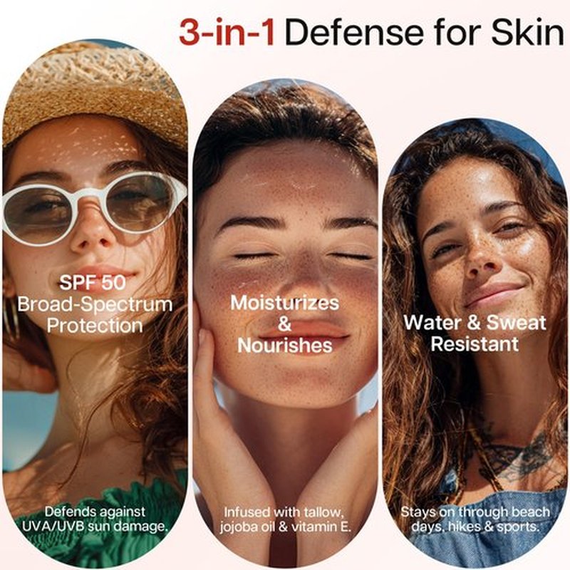TINYLENS EELHOE Tallow Sunscreen SPF 50, Non-Nano Zinc & Grass-Fed Tallow Sunblock for Face & Body, Non-Greasy, Mineral-Based Water Resistant Balm, 3 oz