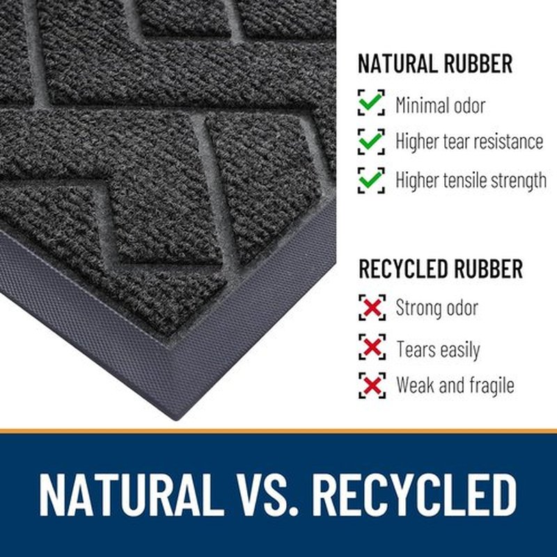 OLANLY Waterproof Front Door Mat - All-Season Indoor/Outdoor Doormat, Sturdy Natural Rubber, Herringbone Brick (Black, 71x23)