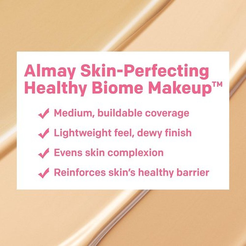 Almay Skin Perfecting Foundation Makeup - Healthy Biome with Prebiotic Complex, SPF 25, 140 Golden, 1 fl. oz.