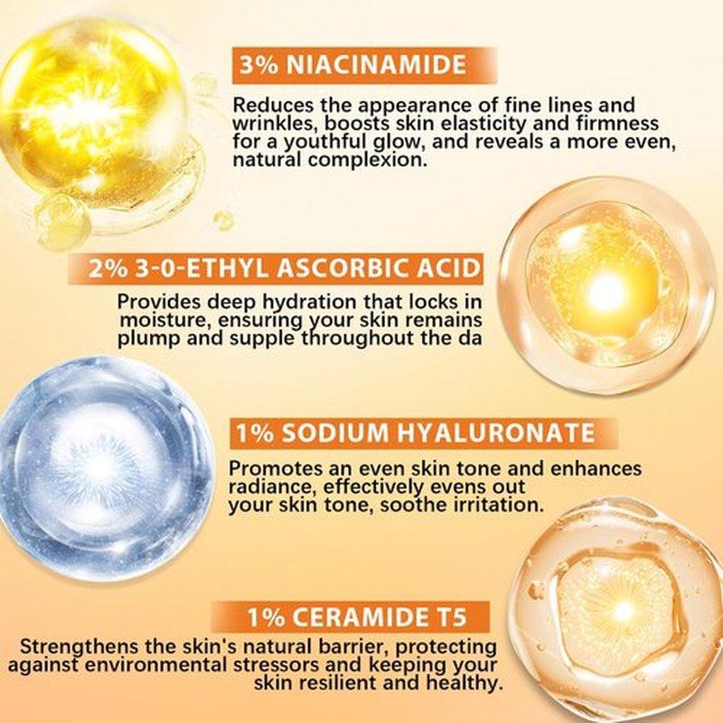 DEBAIY Vitamin C Facial Serum with Niacinamide Ceramide T5 Multi-Effect Anti-Aging Anti-Wrinkle (4.06fl.oz/120ml)