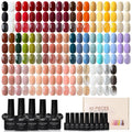 GAOY 60 Pcs Gel Nail Polish Set, 55 Colors All Season Gel Polish Kit Red Nude Black White Burgandy with 5 Pcs Soak off Base Glossy Matte Glitter Top Coat & Builder for Nail Art DIY Manicure at Home