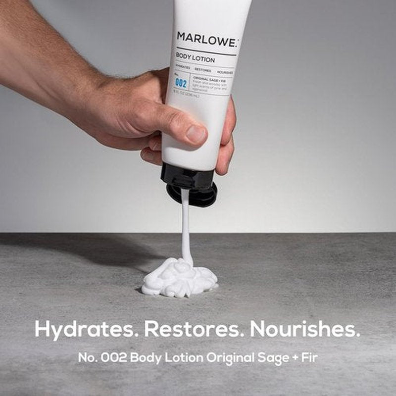 Marlowe. Body Lotion for Men - Hydrating Daily Moisturizer with Aloe Vera & Amino Acids | 8 oz Tube, Fresh Sage & Fir Scent