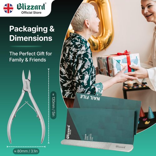 Ingrown Nail Clippers for Men with Ingrown Toenails – Blizzard Podiatrist Toenail Clipper Set German Forged (13cm - Straight Head - Smooth)