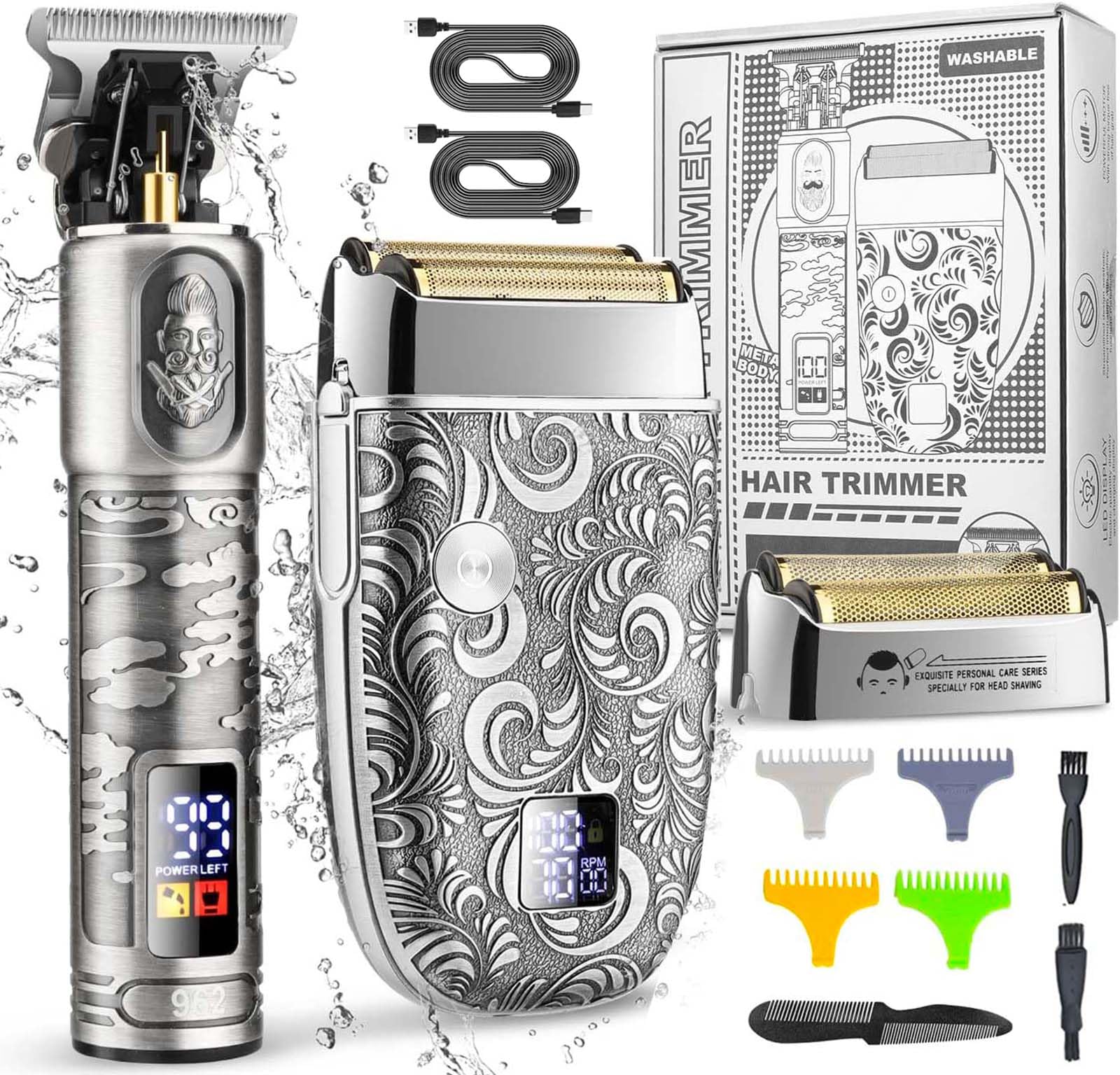 Suttik Foil Shavers for Men Electric Razor, Clippers and Trimmer for Men with LED Display, Waterproof