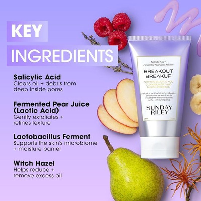 Sunday Riley Salicylic Acid Cleanser - Breakout Breakup Formula for Blemish-Prone Skin