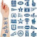 Landhoow 240 Pcs Blue Team Spirit Tattoos Temporary Glitter Go Team Tattoos Football Temporary Stickers Party Costume Accessory for School Spirit Supplies