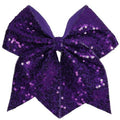 JOYRUBY 7 Inch Large Sequin Hair Bow Clips, Glitter Cheer Dark Purple Bow Hair Clip, Big Bows for Hair Clip Hair Accessories for Teens Girls Party Sports Women Cheerleading (Dark Purple)