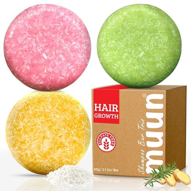Skiennix Ginger Rosemary & Rice Water Shampoo Bar Pack of 3 - Promotes Hair Growth & Thickening | Sulfate-Free, pH Balanced for All Hair Types