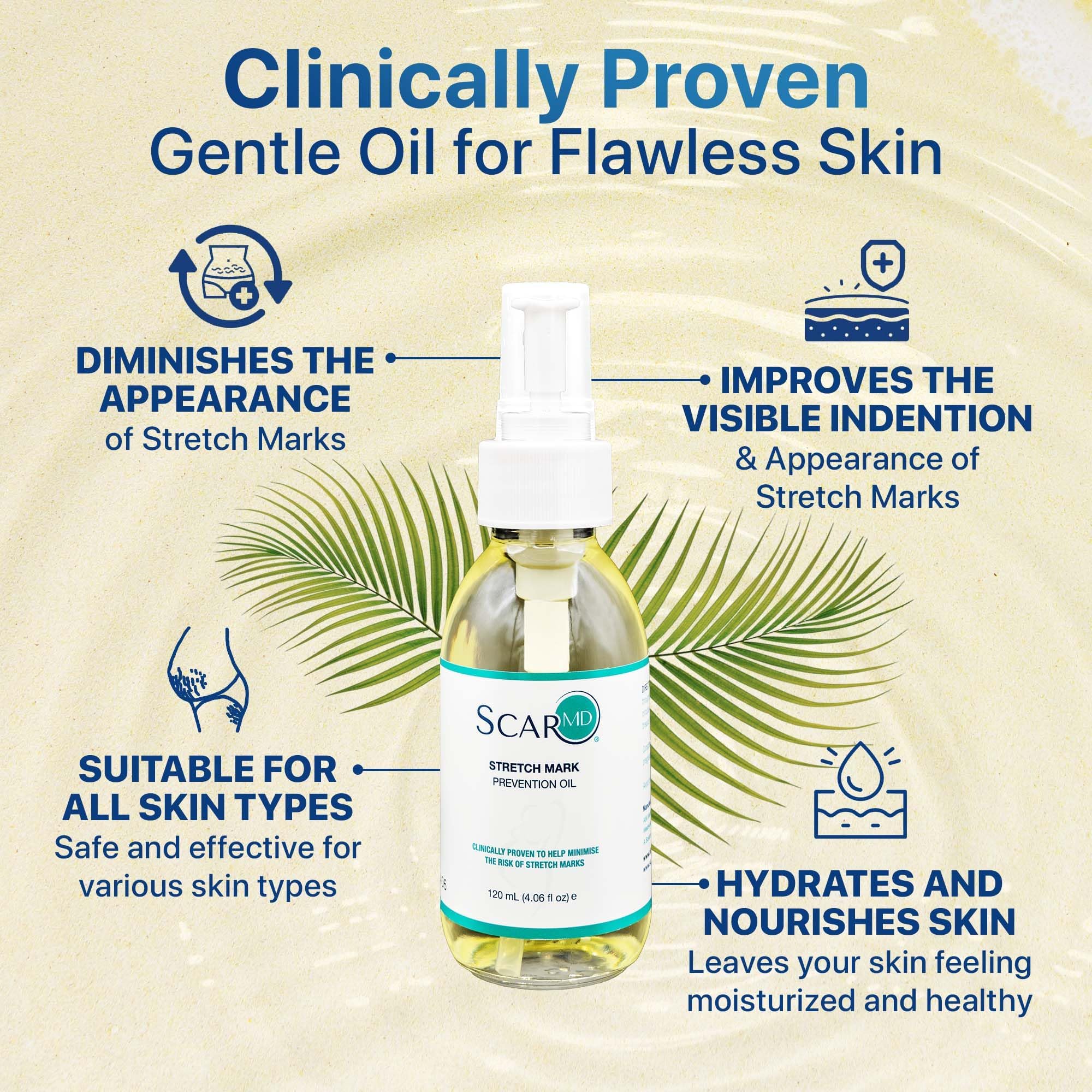 Stretch Mark Oil, Minimizes the Risk and Severity of Stretch Marks, Gentle Belly Oil for Pregnancy, Made of Natural Ingredients, Suitable for Adults and Children, 120mL（4.06 Fl Oz）