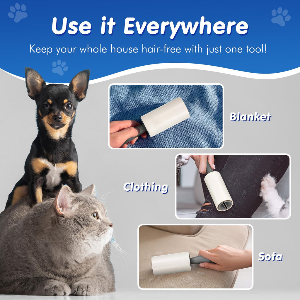BEAUTURAL Lint Roller, Extra Sticky 360 Sheets for Pet Hair Removal, Dog and Cat Lint Remover 4 Pack, Upgraded Version