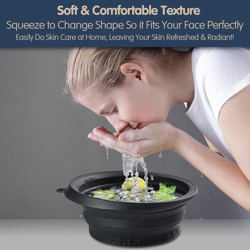 KOOK UDU Silicone Face Ice Bath Bowl bowl with Built-In Icetray,Silicone and Foldable Face Tub,Ice Bath Water Chiller,Skin Tightening and Acne Relief for Home & Travel (Pink)
