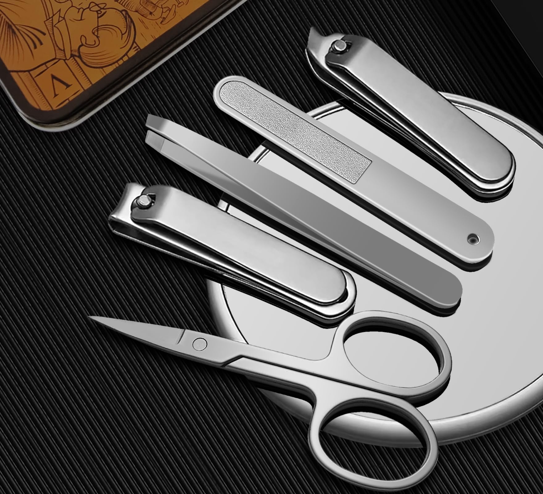 Konovo 5-Piece Nail Clippers Set, Stainless Steel Manicure Set, Travel Nail Grooming Kit for Men & Women, Toenail & Fingernail Clippers