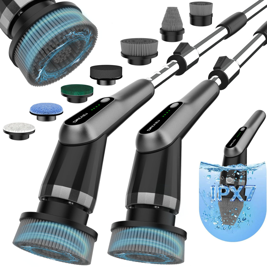 Dreazu Pro Electric Spin Scrubber, 10-in-1 Shower Scrubber & Retractable Long Handle, 44 lbs High-Torque & Variable Speed Shower Cleaning Brush for Bathroom,Toilet, Bathtub, Kitchen, Tile Floors, Car