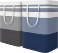 HomeHacks Large Waterproof Laundry Baskets - Collapsible Hampers with Reinforced Handles | Grey & Blue, 75L Each