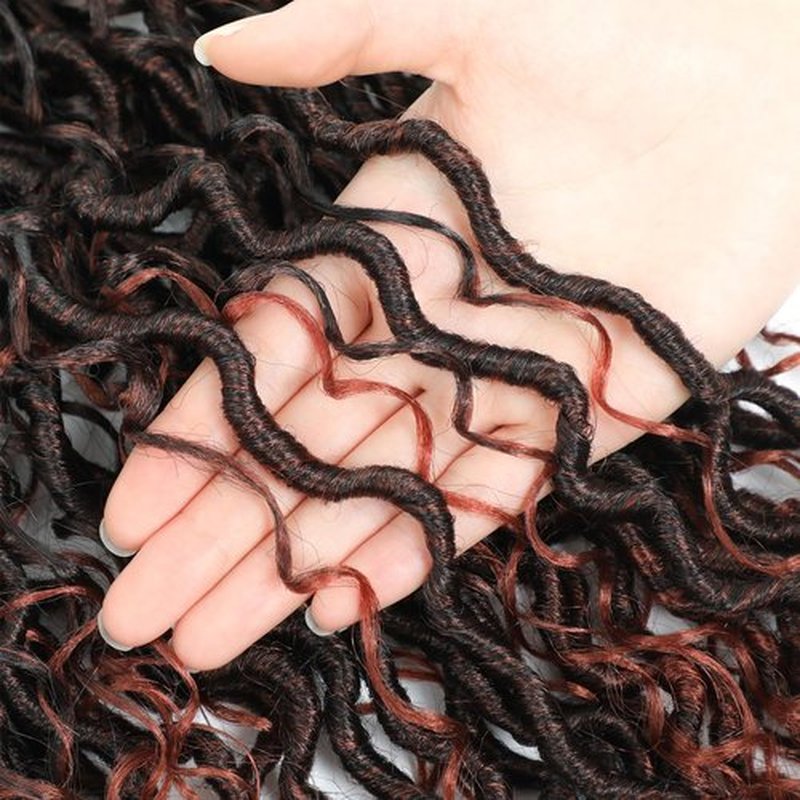 8 Packs Curly Goddess Faux Locs Crochet Hair for Black Women, 18 Inch Goddess Locs Crochet Hair Hippie Locs Synthetic Braids, Boho Style Hair Extensions (18 Inch, 8 Packs, T350#)